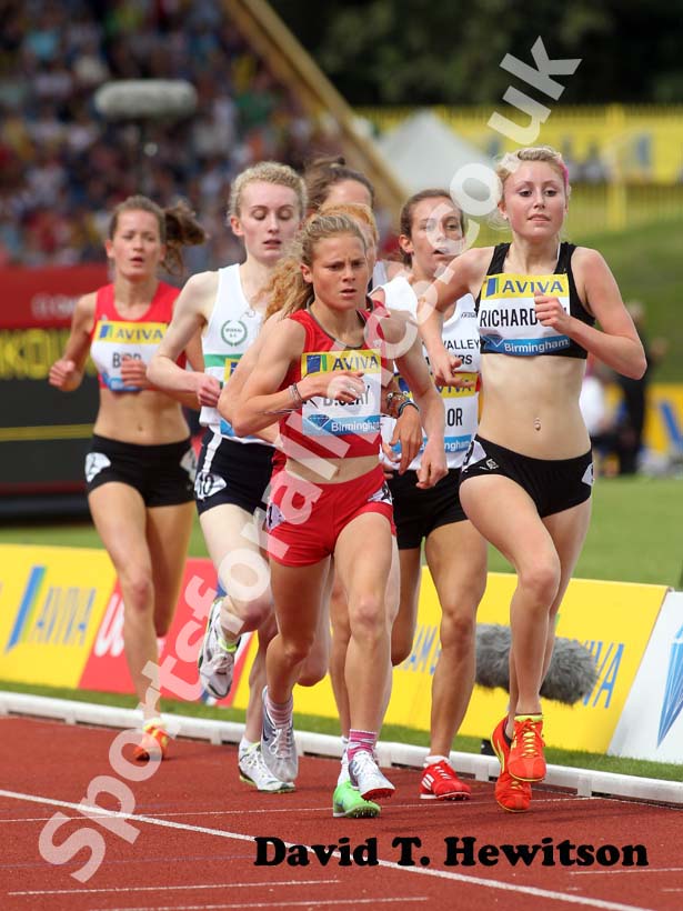 Bobby Clay and Chloe Richardson in the under-20s 3000 metres, 2012 Samsung Diamond League, Birmingham.